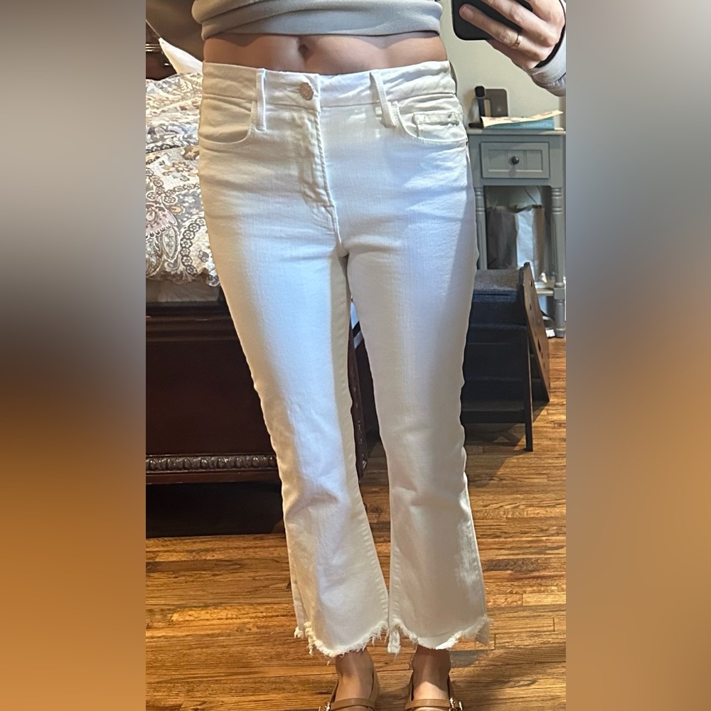 Frame Le Crop Mini Boot Denim Jeans- blanc - Picture 2 of 14